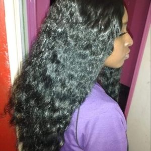 Curly parted in the middle wig